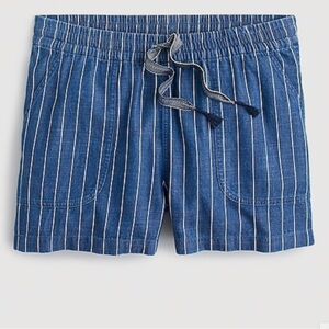 J. Crew Women's 3" Seaside Pull-on Shorts Indigo Stripe Sz Large Coastal Preppy
